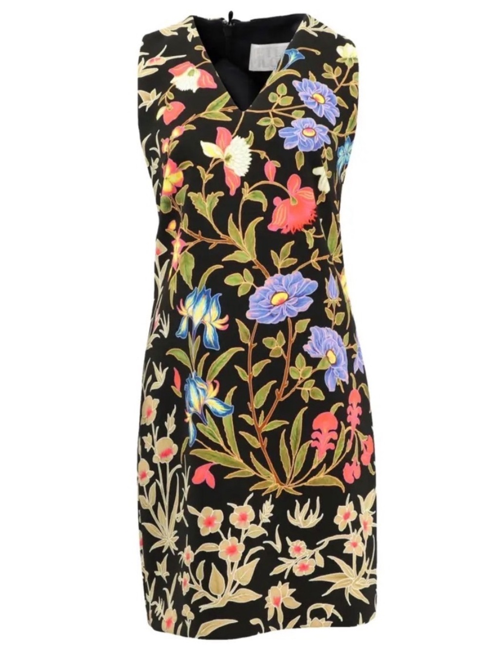 Peter Pilotto Floral Black Sheath Sleeveless Dress